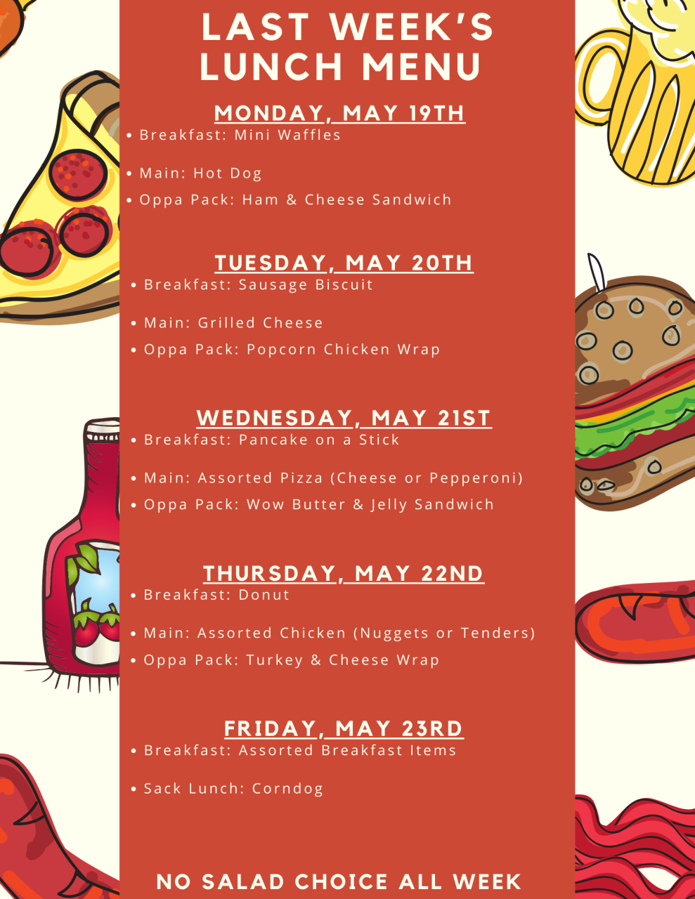 Last Week Lunch Menu